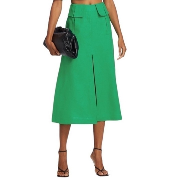 Matthew Bruch Cargo Linen Midi-Skirt - Picture 1 of 8
